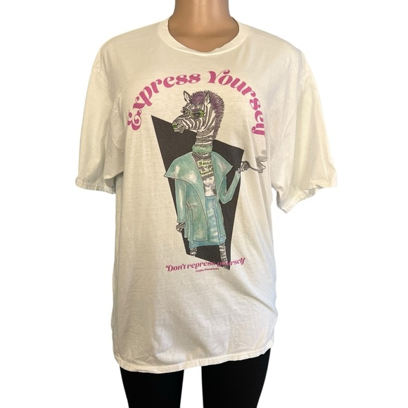 3/$30 🍂 Nicopanda Express Yourself Don’t Repress Yourself Quirky Zebra Shirt - Picture 1 of 6